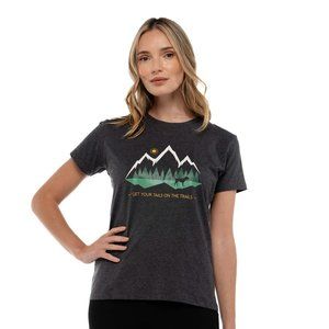 Fetch The Sun Women's Hiking Shirt | Charcoal NWT Dog Mom Tee, Organic Cotton